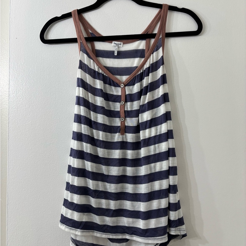 Splendid Navy and White Striped Tank Top